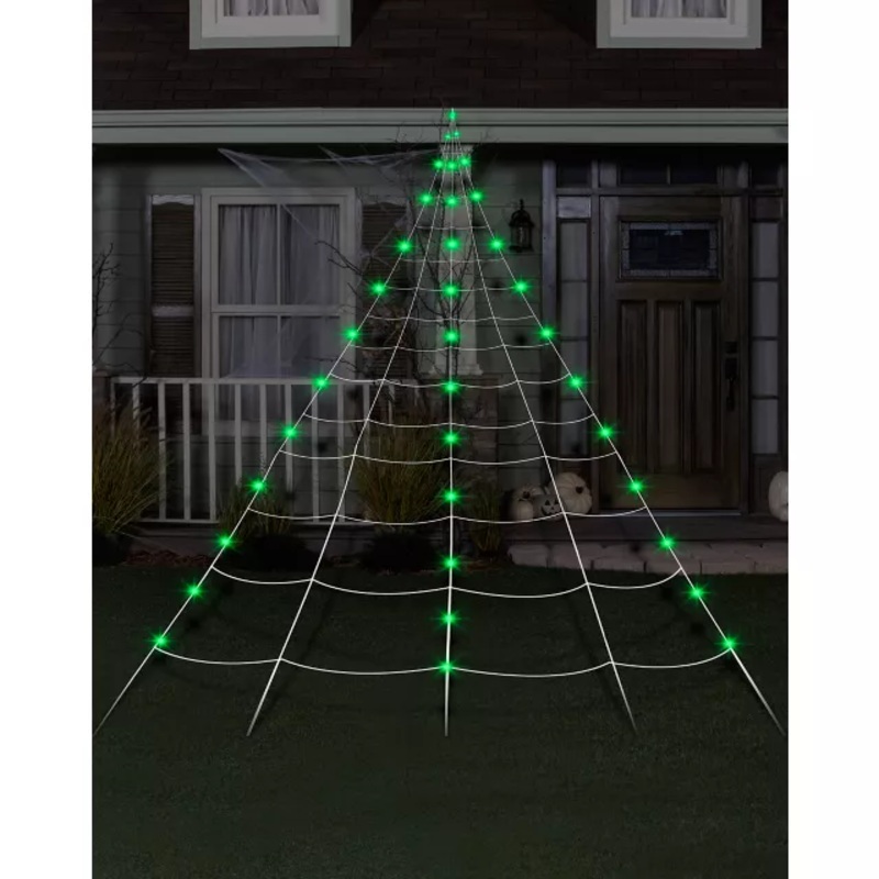 10 ft. Light-Up Green Spider Web GREEN
