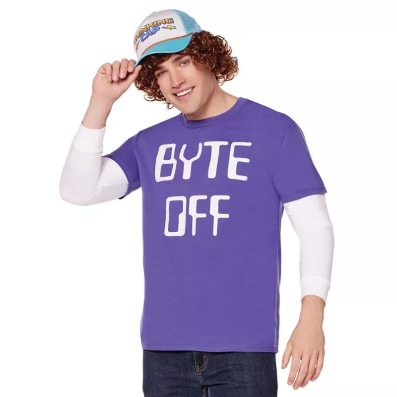 Adult Byte Off T Shirt - Stranger Things PURPLE ADULT SMALL