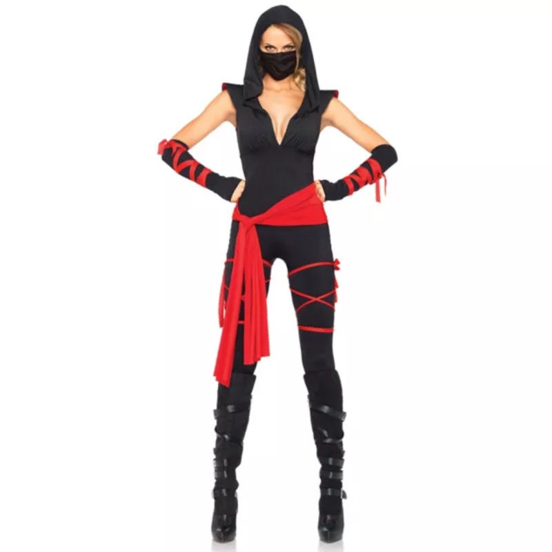 Adult Deadly Ninja Jumpsuit Costume BLACK ADULT EX SMALL