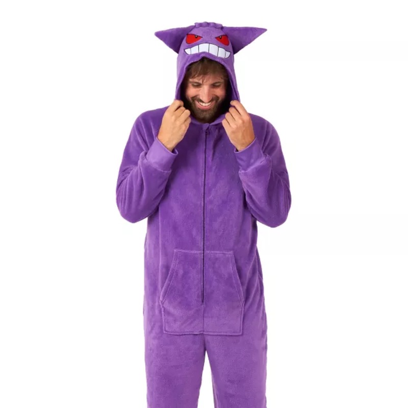 Adult Gengar Hooded Jumpsuit Costume - Pokmon PURPLE EXTRA SMALL/SMA