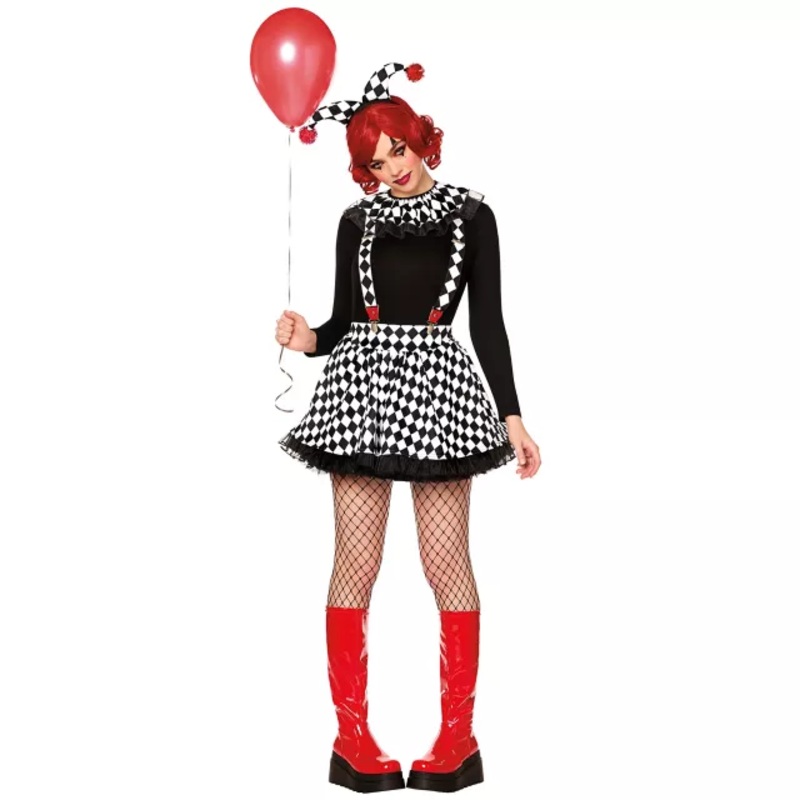 Adult Harlequin Clown Costume BLACK AND WHITE ADULT SMALL