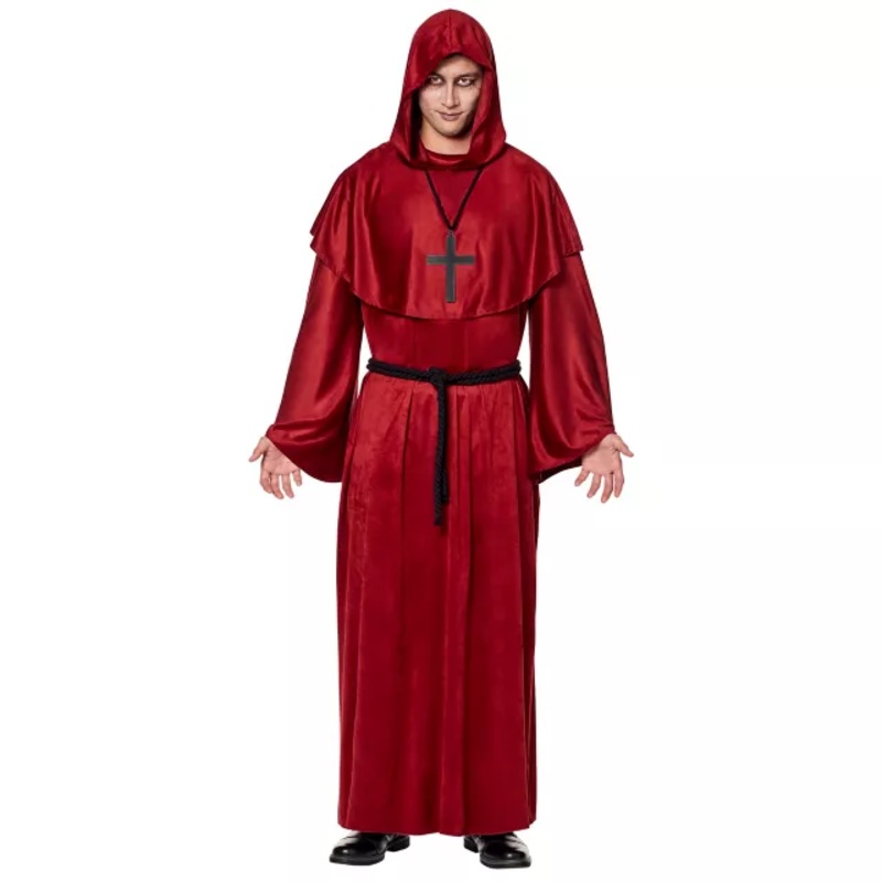 Adult Hooded Unholy Robe Costume RED ONE SIZE FITS MOST