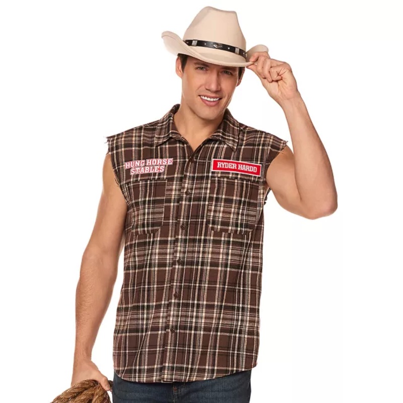 Adult Hung Horse Stables Work Shirt BROWN ADULT SMALL