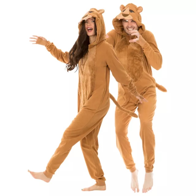 Adult Lion Jumpsuit Costume BROWN ADULT SMALL