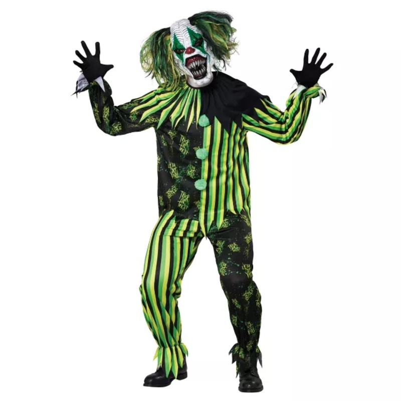 Adult Neon Chaos Clown Costume GREEN ADULT SMALL