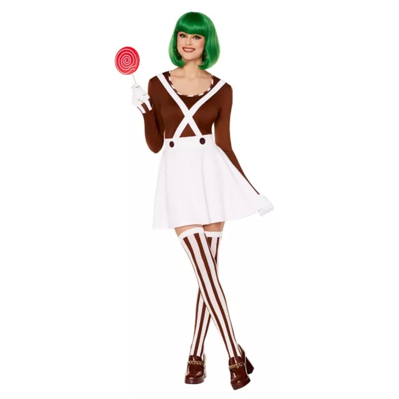 Adult Oompa Loompa Dress Costume - Willy Wonka and the Chocolate Factory WHITE ADULT EX SMALL