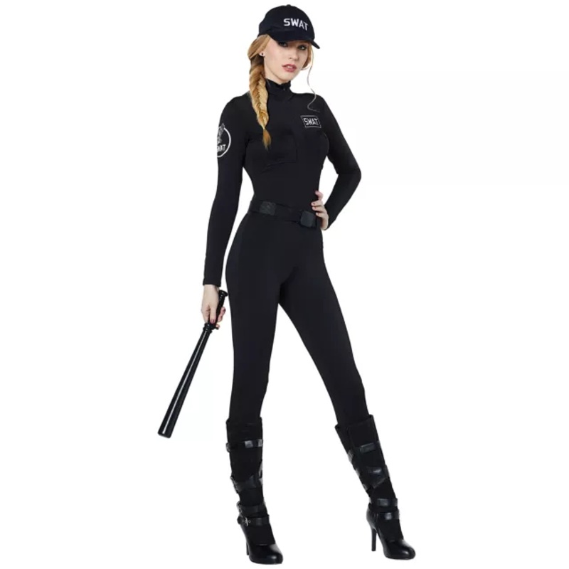 Adult SWAT Catsuit Costume BLACK ADULT EX SMALL