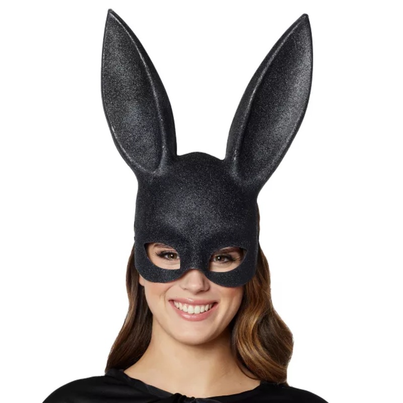 Black Glitter Bunny Mask BLACK ONE SIZE FITS MOST
