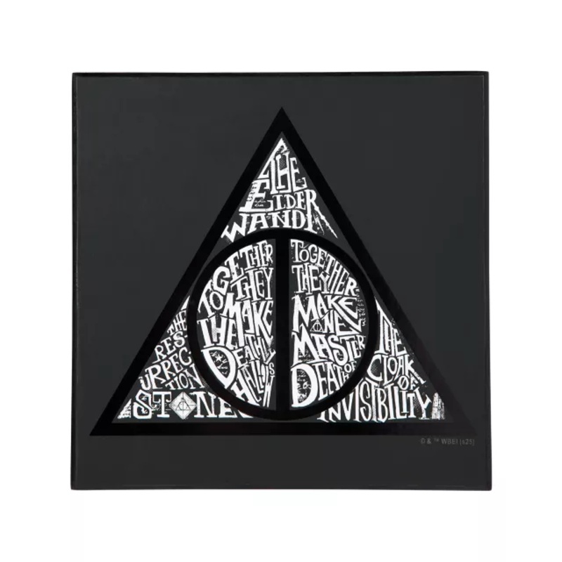 Deathly Hallows Tabletop Sign - Harry Potter BLACK AND WHITE 6 INCHES