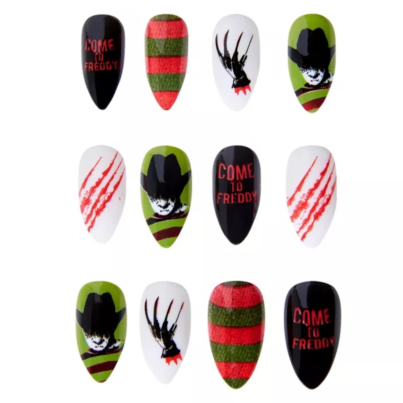 Freddy Krueger Press On Nails - A Nightmare on Elm Street RED GREEN ONE SIZE FITS MOST