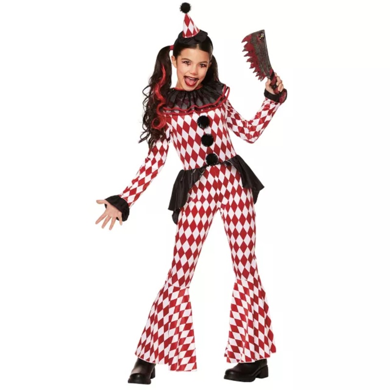 Kids Red Carnival Clown Unitard Costume BLACK AND RED CHILD SMALL