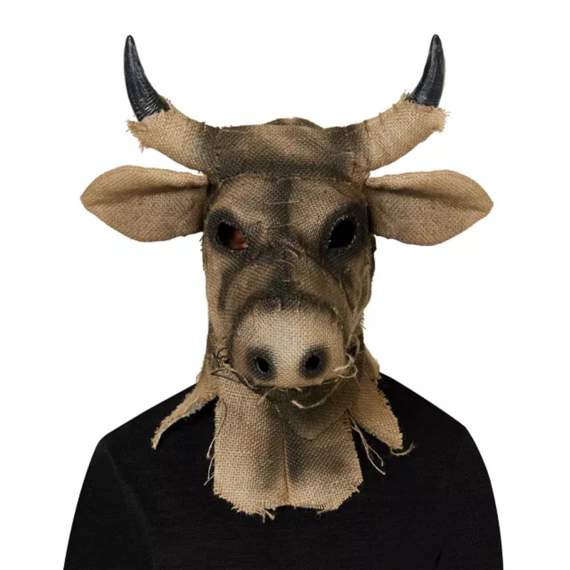 Moving Mouth Bull Scarecrow Full Mask  ONE SIZE FITS MOST