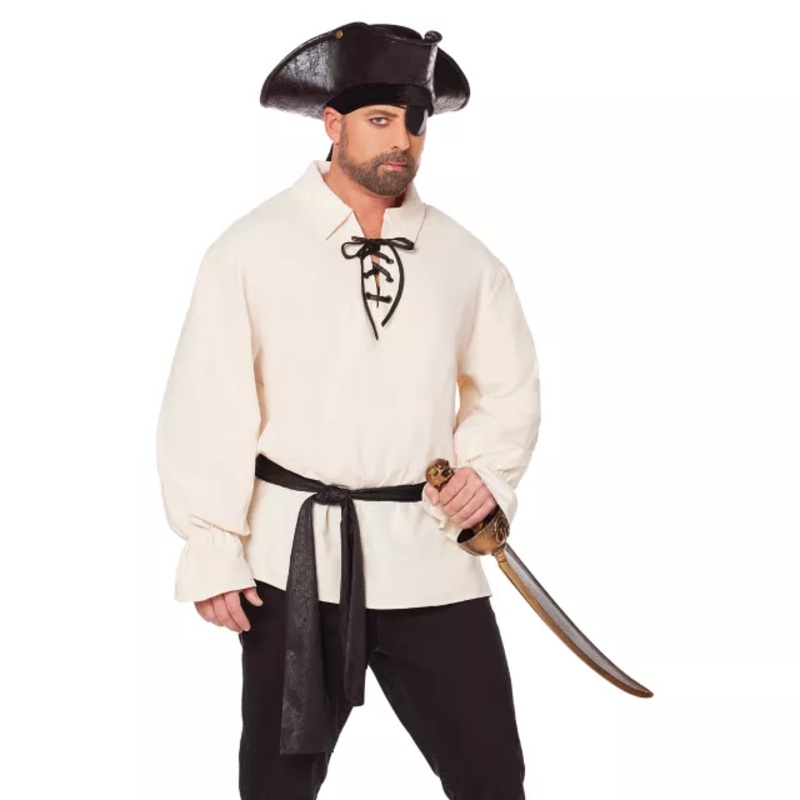Pirate Shirt and Belt Plus Size Costume Kit TAN 2X