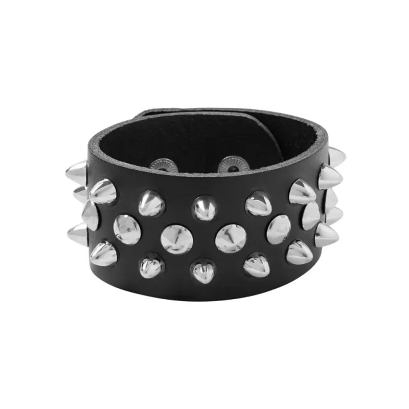 Punk Spiked Cuff Bracelet BLACK ONE SIZE FITS MOST