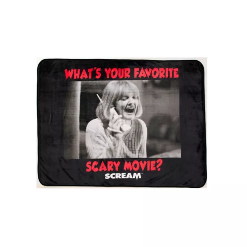 Scream What's Your Favorite Scary Movie Fleece Blanket BLACK AND RED 45 IN X 60 IN