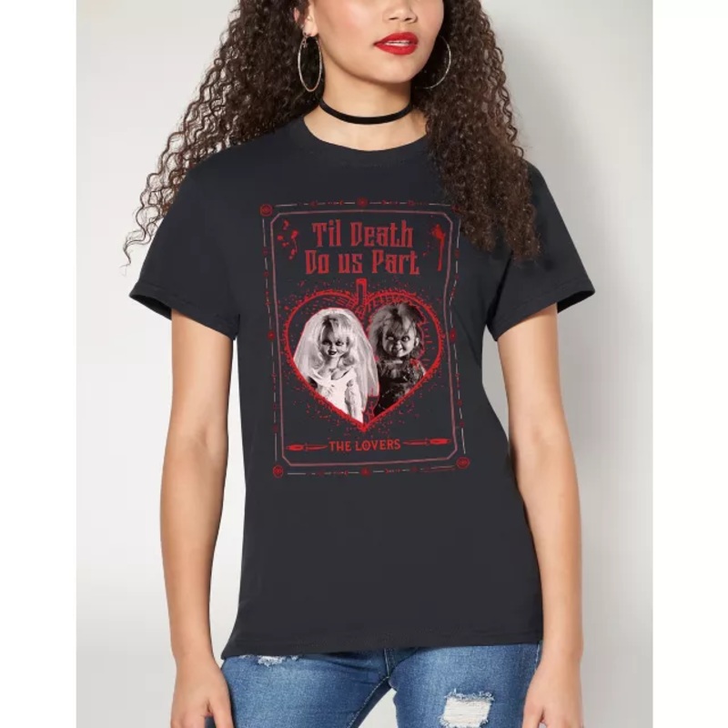 Til Death Do Us Part Chucky and Tiffany T Shirt BLACK ADULT SMALL
