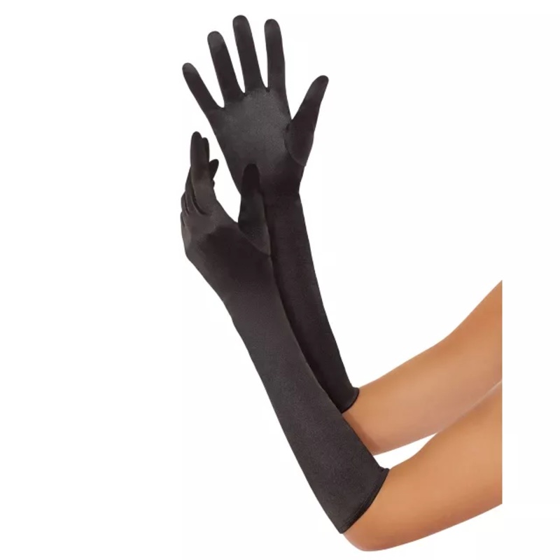 '20s Black Satin Gloves BLACK ONE SIZE FITS MOST