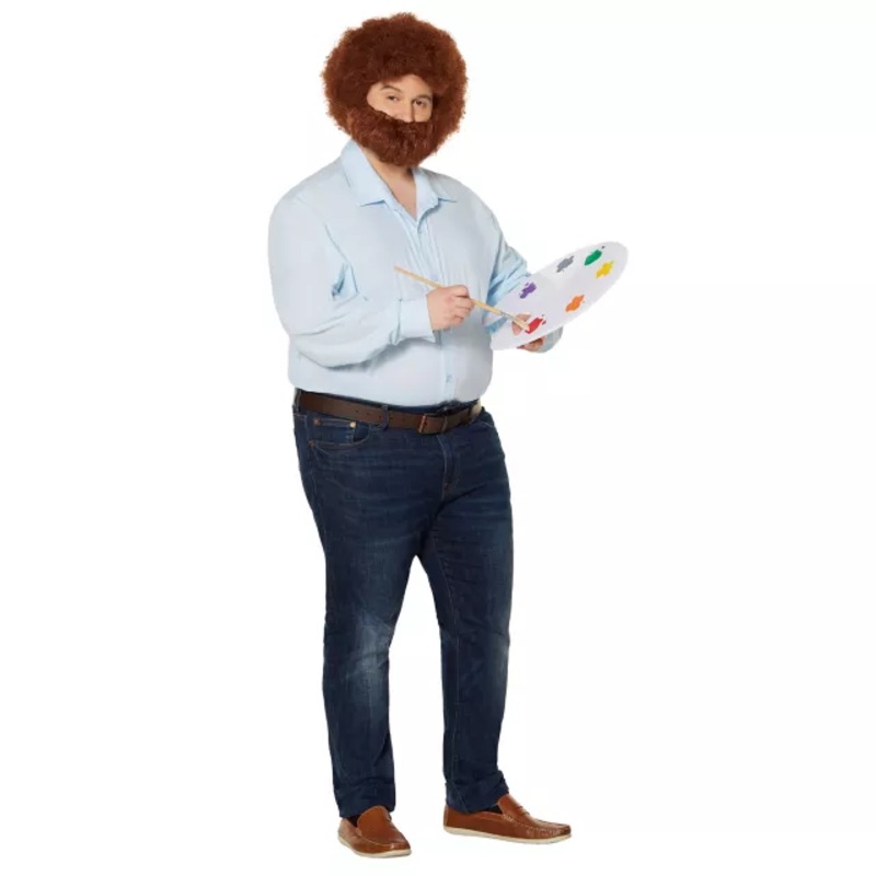 Adult Bob Ross Plus Size Costume MULTI-COLOR 2X