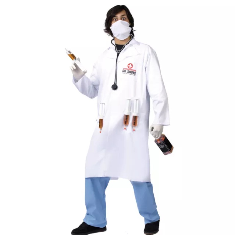 Adult Dr. Shots Doctor Costume WHITE ONE SIZE FITS MOST