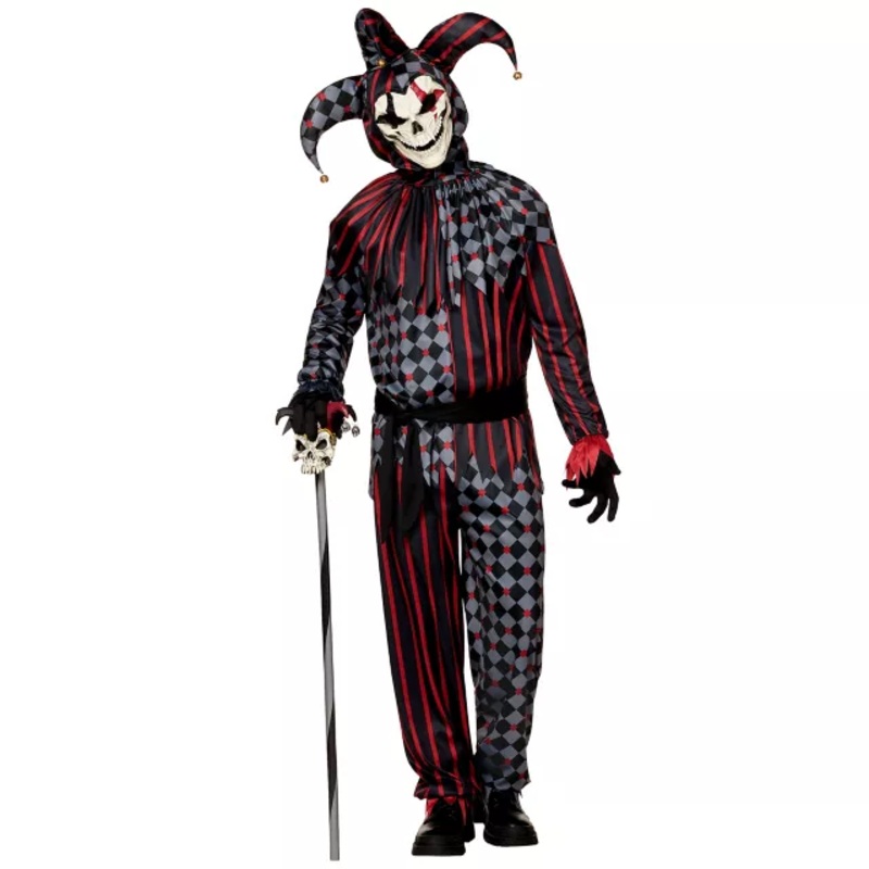 Adult Scary Jester Costume BLACK AND RED ADULT MEDIUM