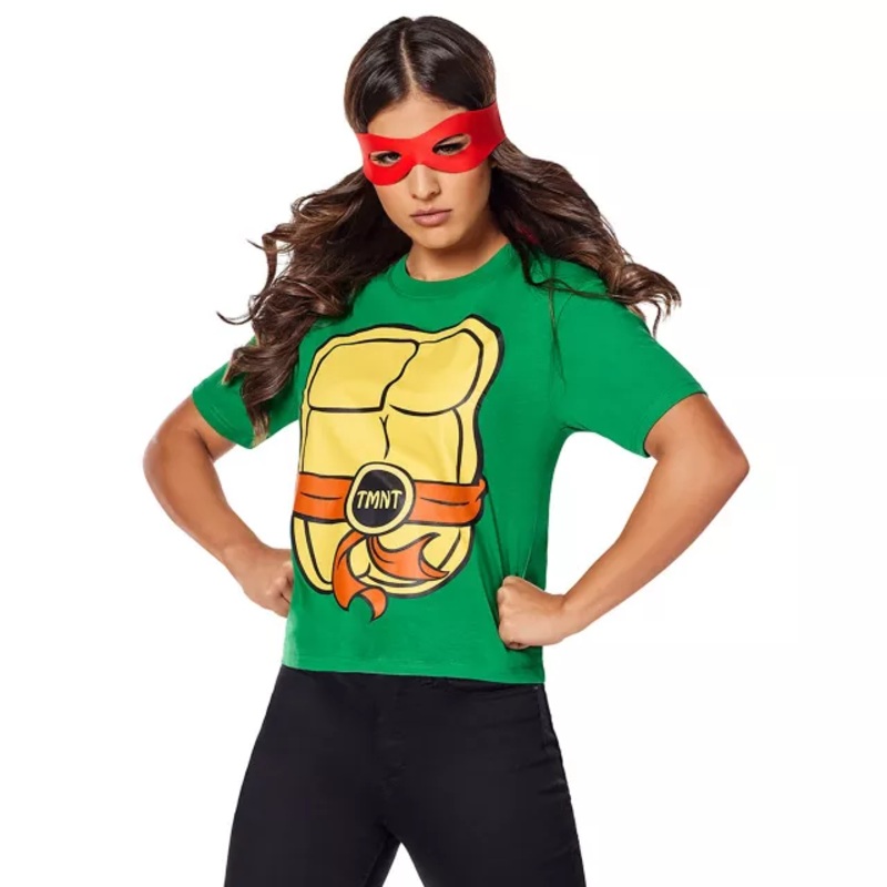 Adult Teenage Mutant Ninja Turtles T Shirt Costume Kit GREEN ADULT SMALL