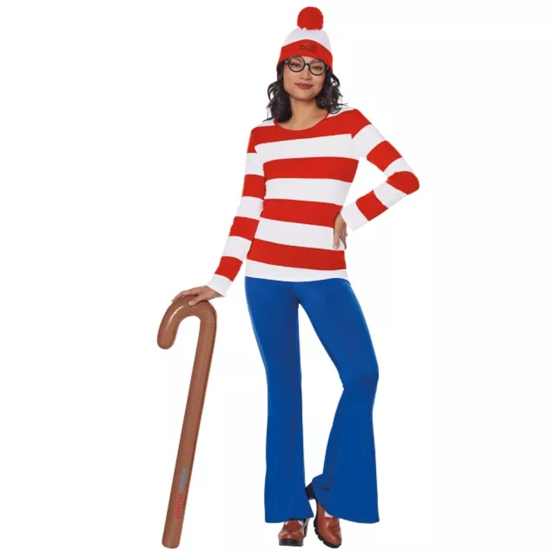 Adult Wenda Costume Kit - Where's Waldo? RED AND WHITE ADULT EX SMALL