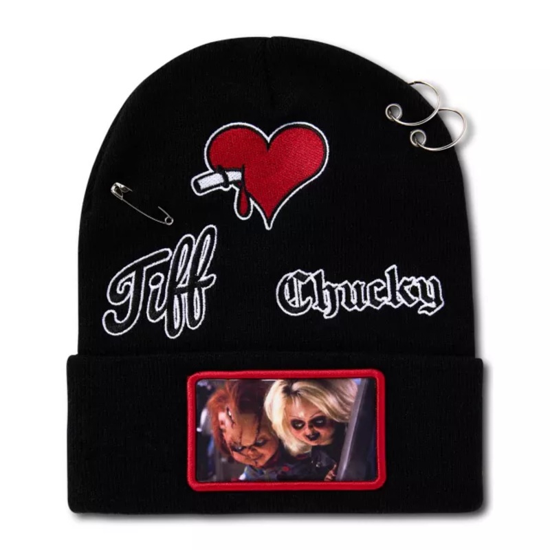 Chucky and Tiffany Hardware Cuff Beanie Hat BLACK ONE SIZE FITS MOST