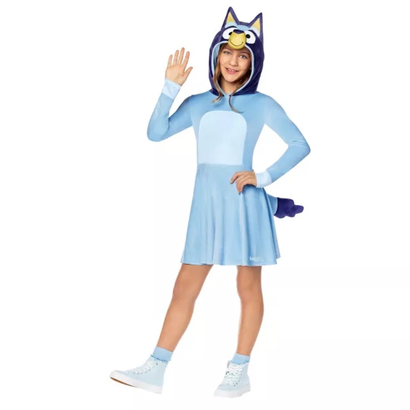 Kids Bluey Hooded Dress Costume BLUE CHILD SMALL
