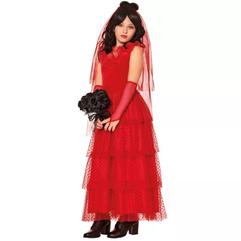 Kids Bride Lydia Dress Costume - Beetlejuice RED CHILD EXTRA SM
