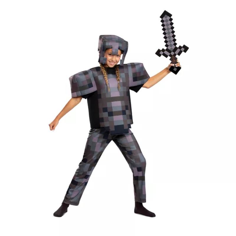 Kids Netherite Armor Costume Deluxe - Minecraft BLACK CHILD SMALL