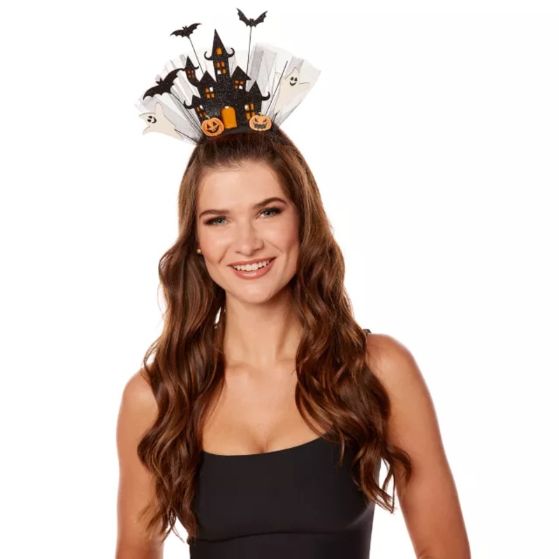 Light-Up Haunted House Headband BLACK AND ORANGE ONE SIZE FITS MOST