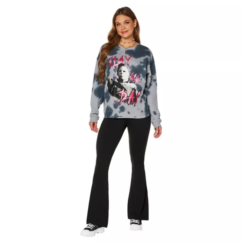 Michael Myers Slay Crewneck Sweatshirt - Halloween GRAY ADULT MEDIUM