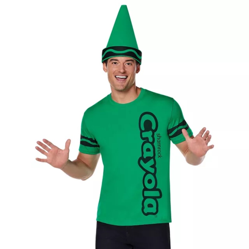 Shamrock Green Crayon Costume Kit - Crayola GREEN ADULT SMALL
