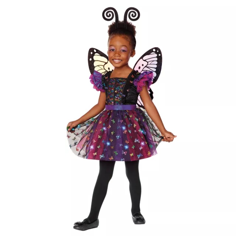 Toddler Light-Up Rainbow Butterfly Costume BLACK 3T - 4T