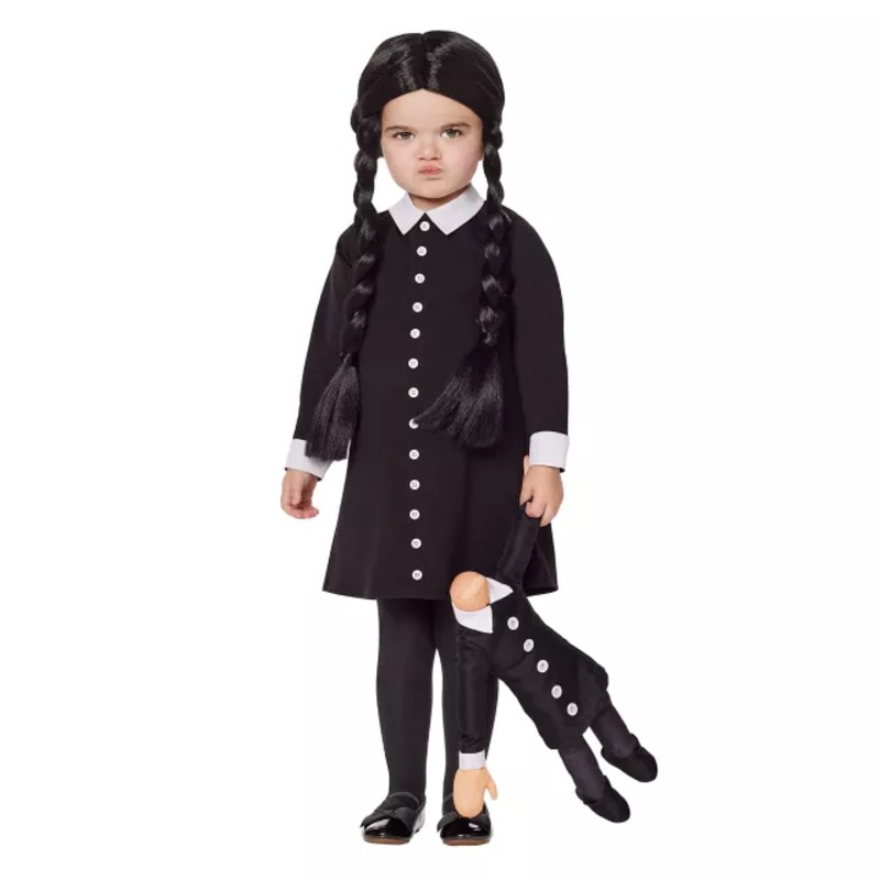 Toddler Wednesday Addams Costume - The Addams Family BLACK 2T