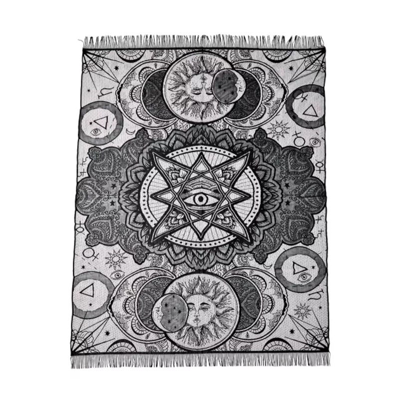 7 Ft Tarot Celestial Tablecloth BLACK ONE SIZE FITS MOST