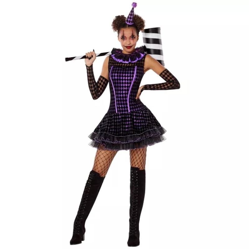 Adult Dark Clown Costume PURPLE ADULT SMALL