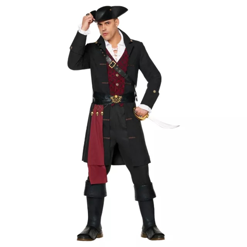 Adult Higher Pirate Costume - The Signature Collection BLACK AND RED ADULT SMALL