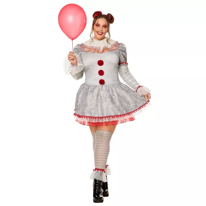 Adult Pennywise Plus Size Dress Costume - It Chapter Two GRAY 1X