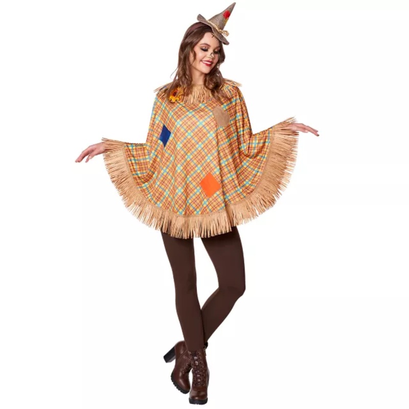Adult Scarecrow Poncho MULTI-COLOR ONE SIZE FITS MOST