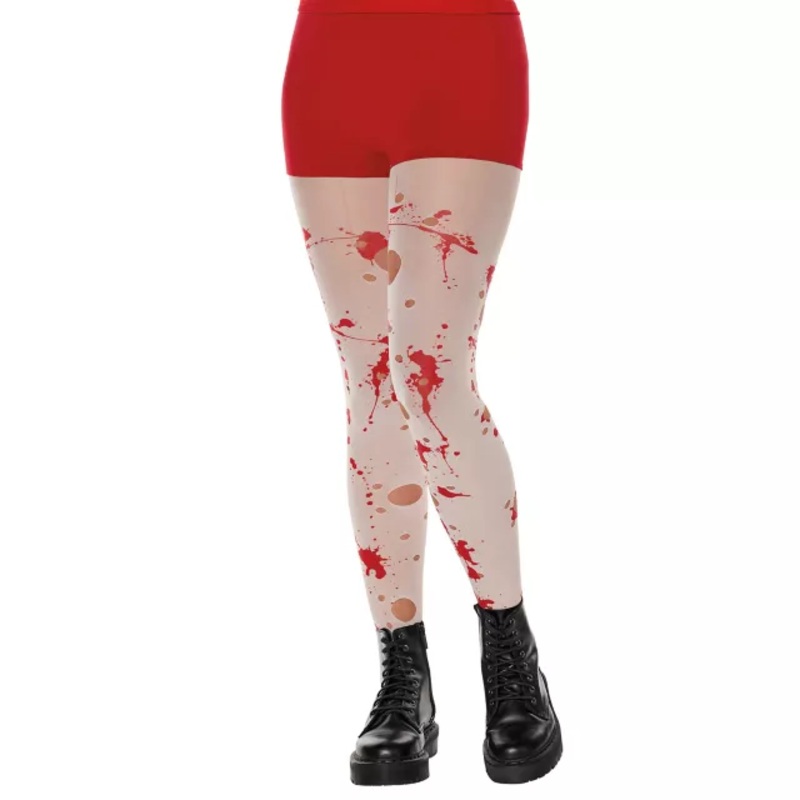 Blood Splatter White Tights RED AND WHITE PLUS SIZE