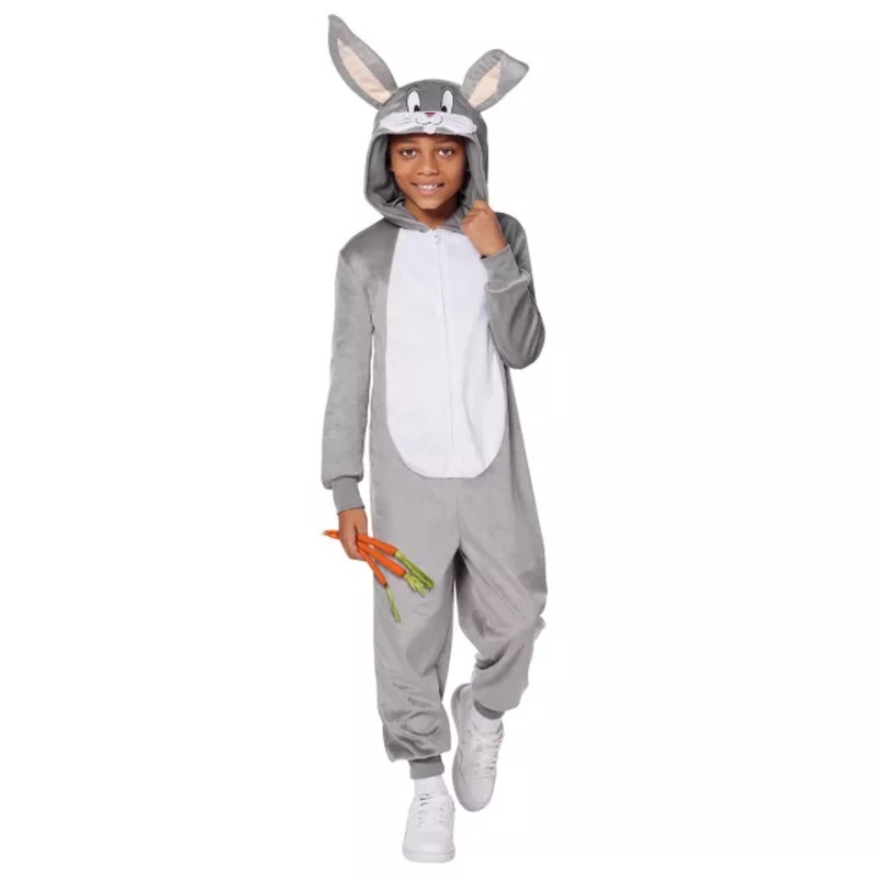 Kids Bugs Bunny Jumpsuit - Looney Tunes WHITE/GREY CHILD MEDIUM