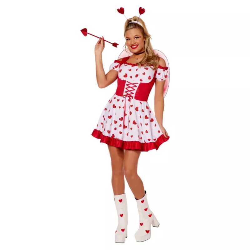 Adult Cupid Cutie Costume RED AND WHITE ADULT EX SMALL