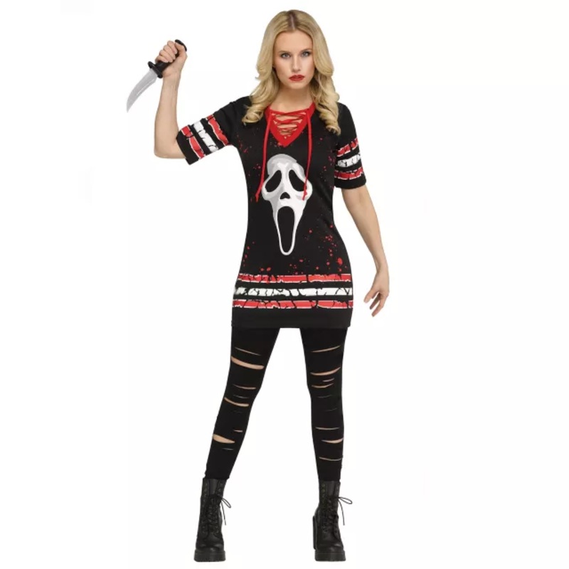 Adult Ghost Face Jersey Dress Costume BLACK ADULT SMALL