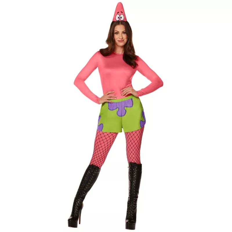 Adult Patrick Star Cat Suit Plus Size Costume - SpongeBob Squarepants PINK 1X