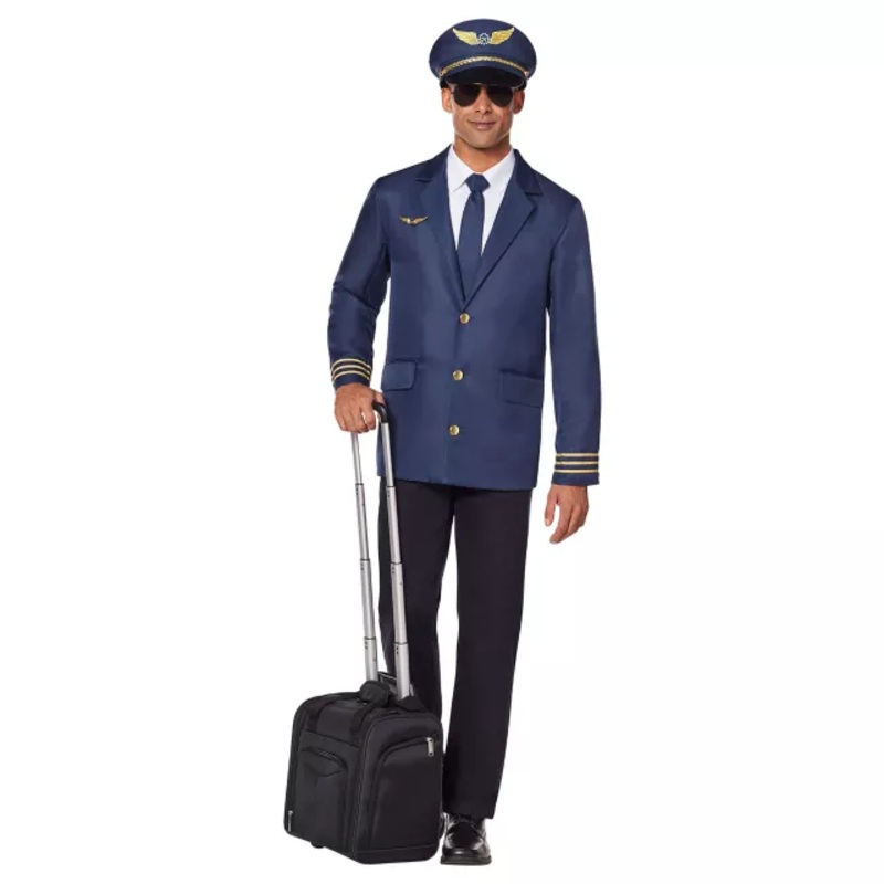 Adult Pilot Costume BLUE ADULT SMALL