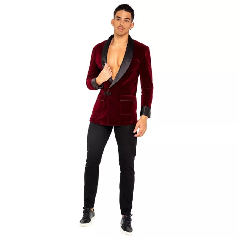 Adult Playboy Lounge Jacket BURGUNDY ADULT SMALL