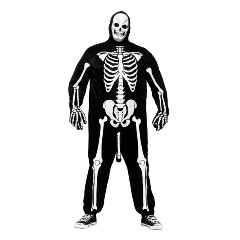 Adult Skeleboner Plus Size One Piece Costume BLACK PLUS SIZE