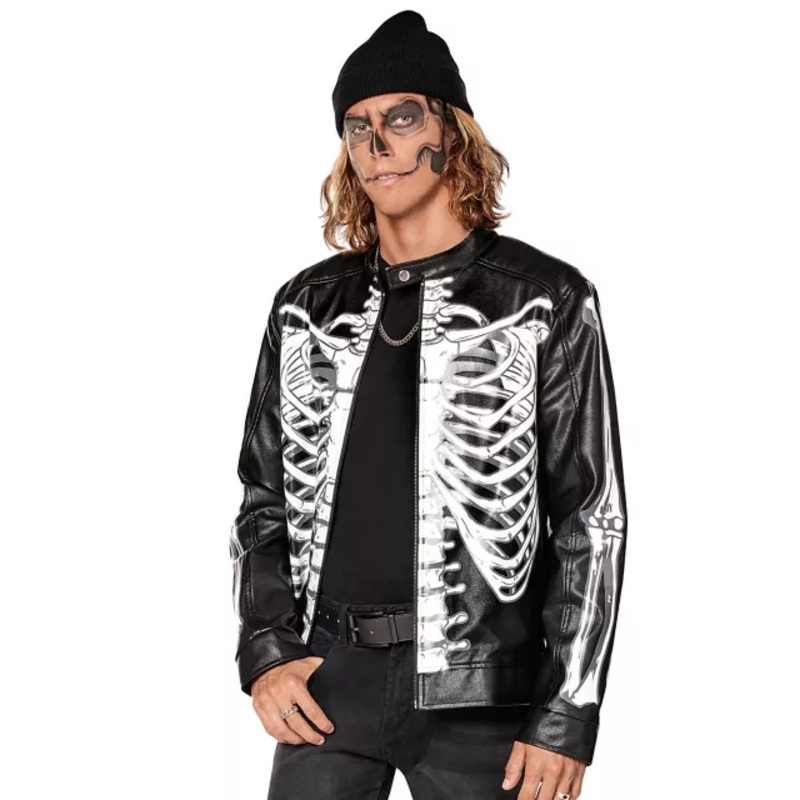 Adult Skeleton Moto Jacket BLACK ADULT MEDIUM