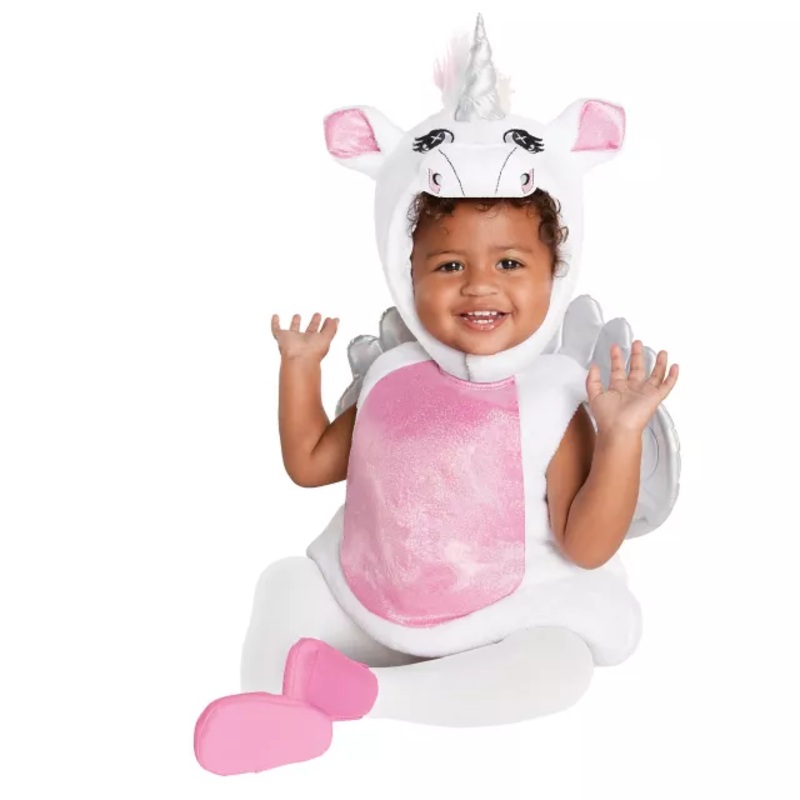 Baby Unicorn Belly Costume WHITE 6 TO 12 MONTHS